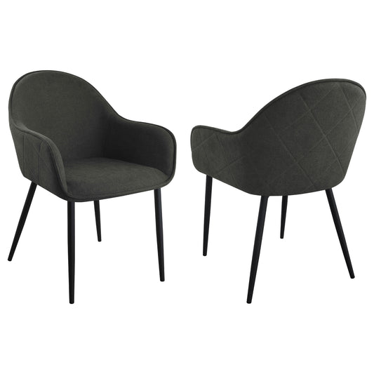 Emma Upholstered Dining Arm Chair Charcoal and Black (Set of 2)