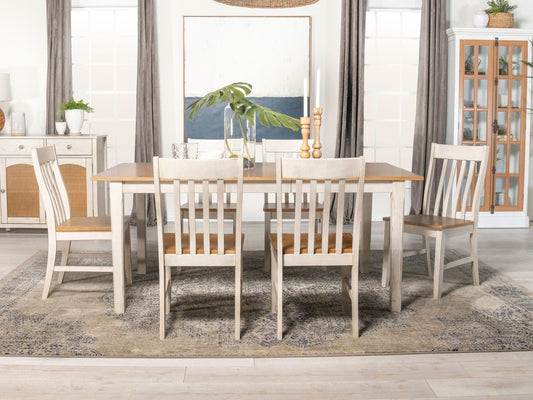 Kirby 7-piece Dining Set Natural and Rustic Off White