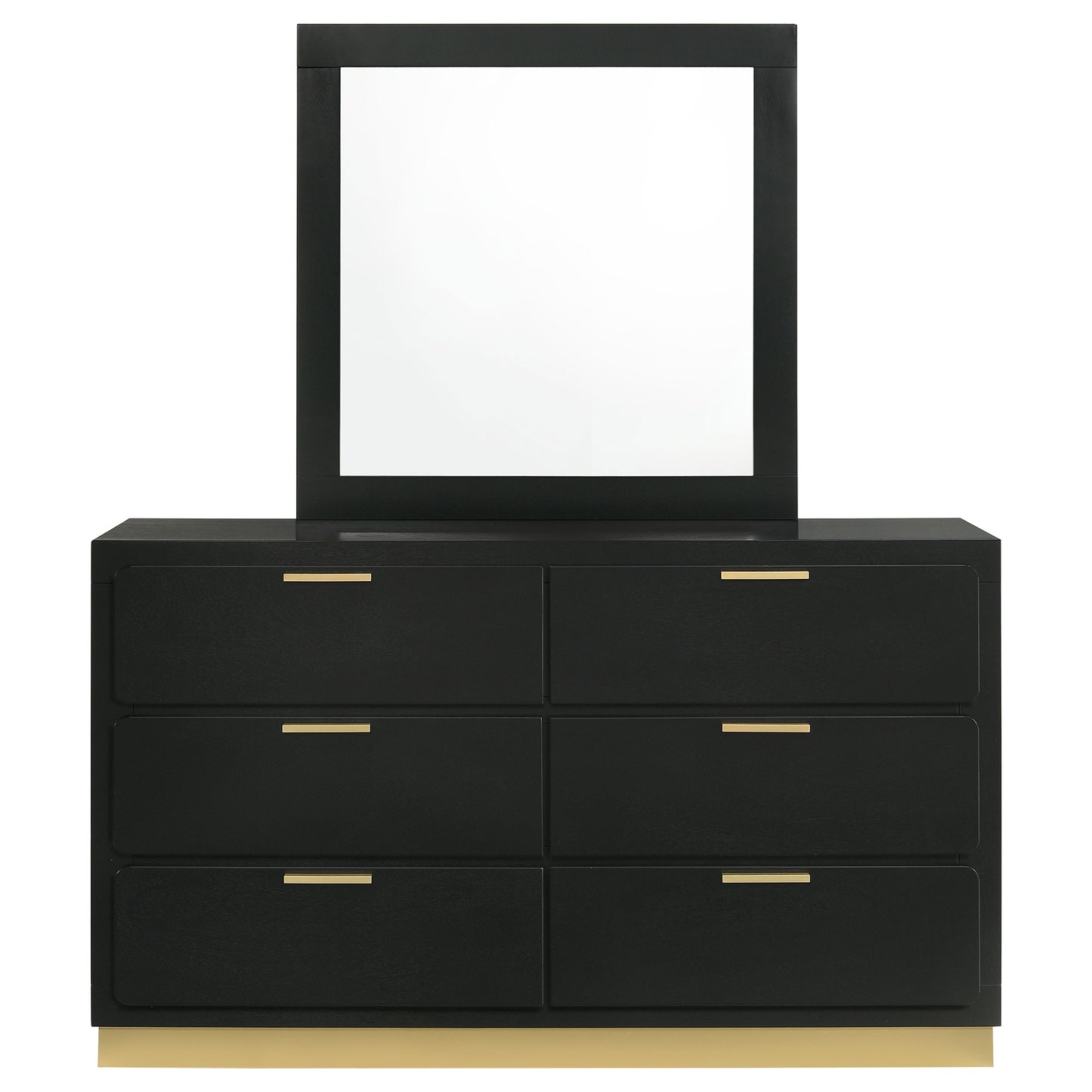Caraway 6-drawer Dresser with Mirror Black
