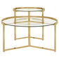 Delia 2-Piece Round Glass Top Nesting Coffee Table Gold