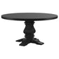 Florence Round Pedestal Dining Table with Planked Wood Top Antique Black