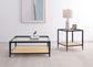 Amherst Glass Top Metal with Cane Shelf Coffee Table Black