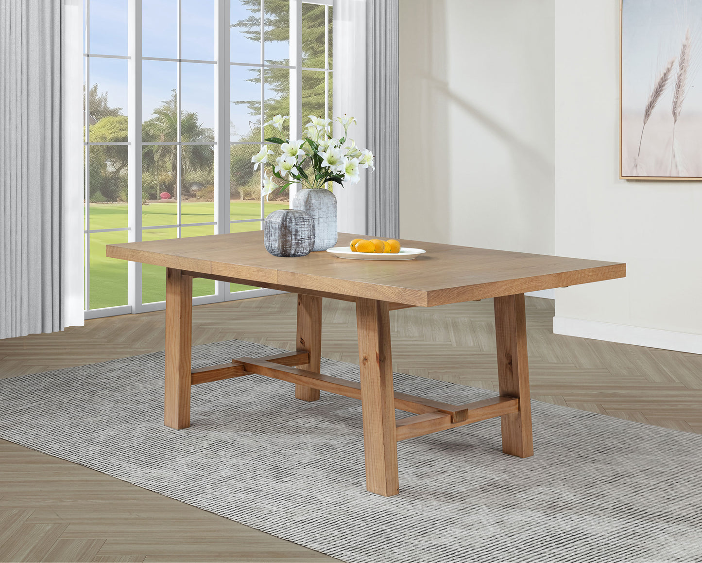 Middleton 76-inch Extension Leaf Dining Table Natural Brown