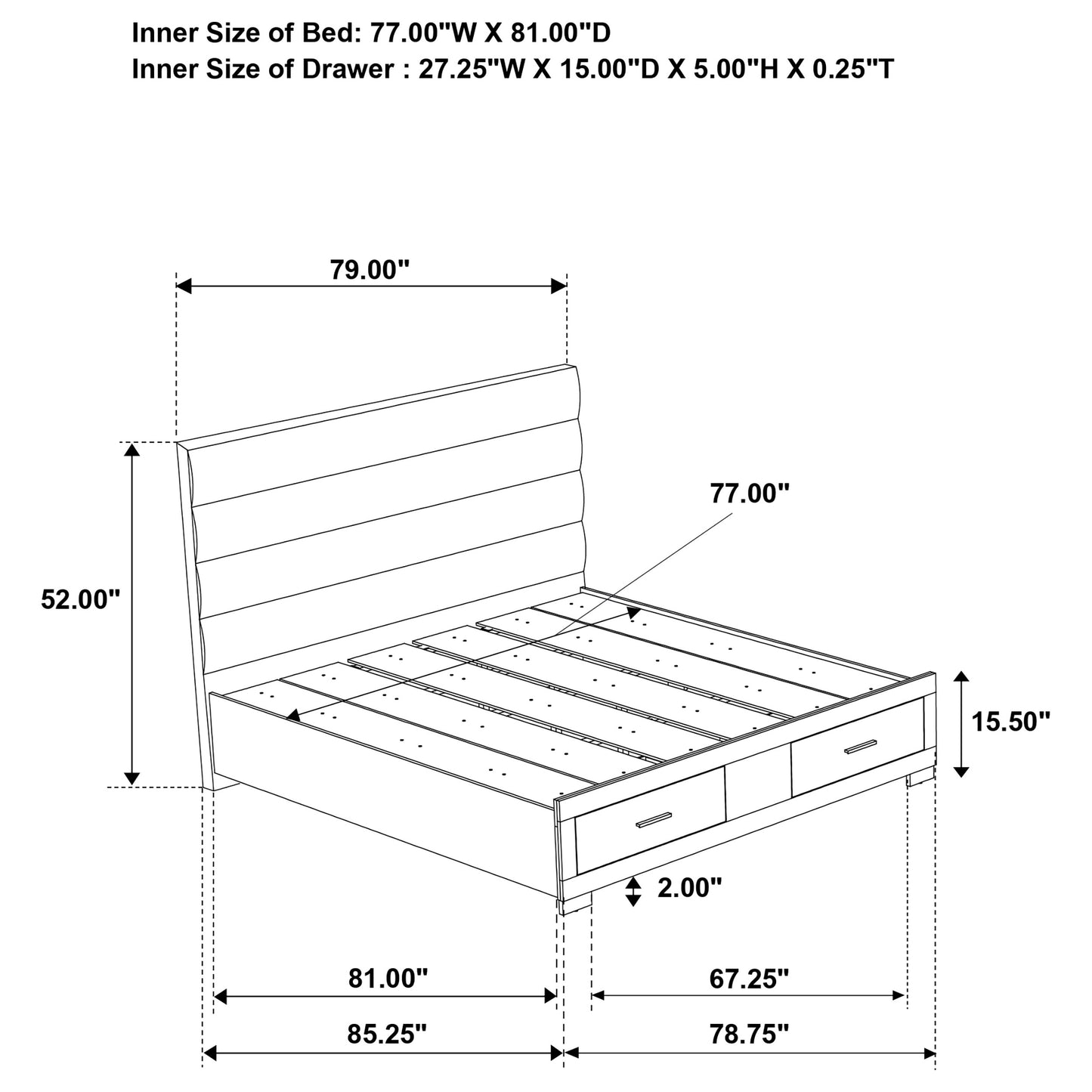 Felicity Eastern King Storage Bed White High Gloss