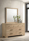Arielle 6-drawer Bedroom Dresser with Mirror Light Oak
