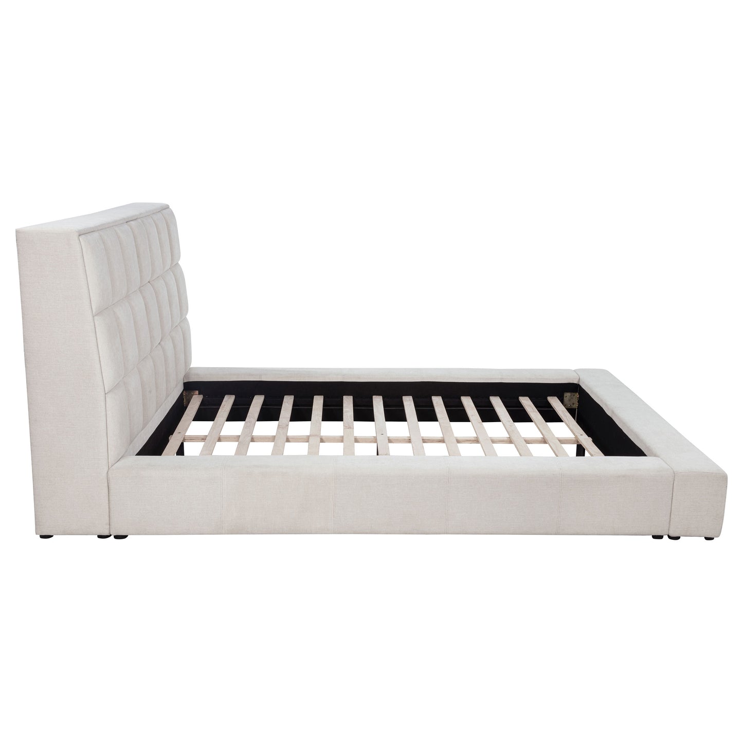 Dreux Upholstered Eastern King Panel Platform Bed Cream