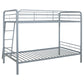Carson Metal Twin Over Twin Bunk Bed Glossy Silver