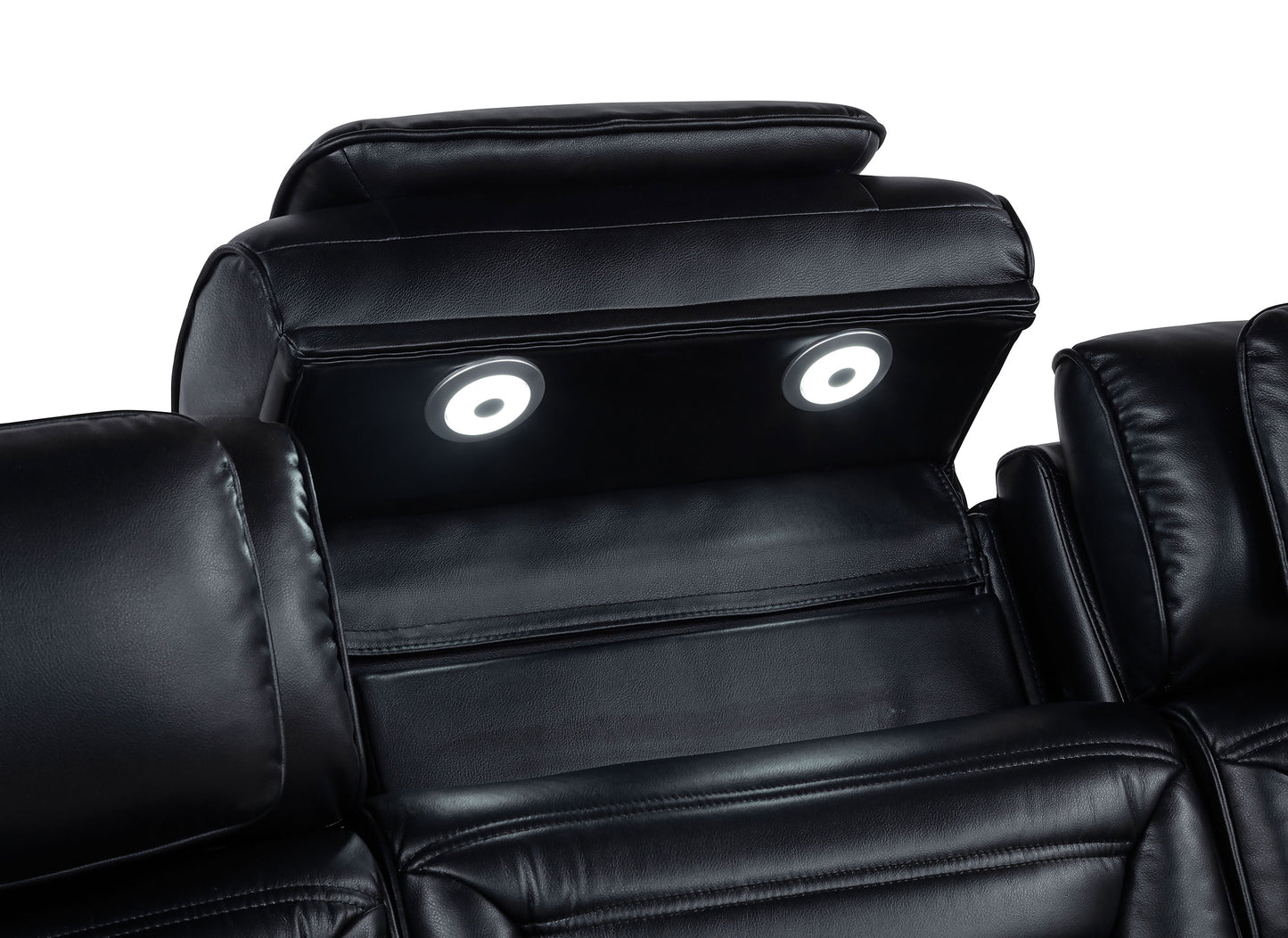 Zuma 2-piece Faux Leather Dual Power LED Sofa Set Black