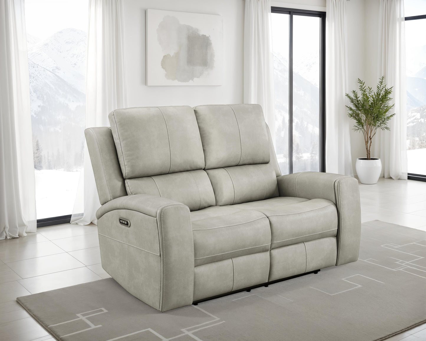 Brickston Triple Power Reclining Loveseat Grey