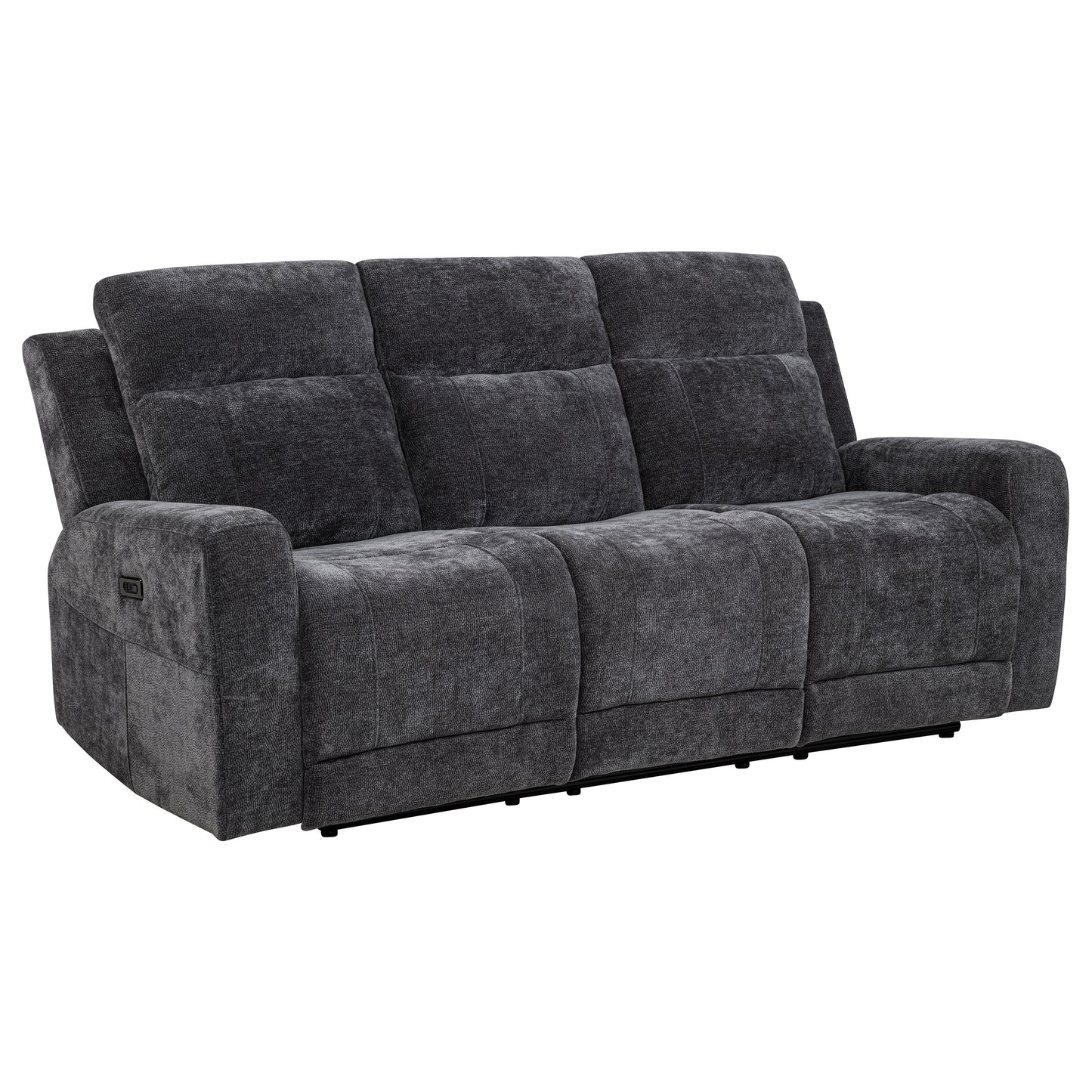 Kennett 3-piece Chenille Power Reclining Sofa Set Dark Grey