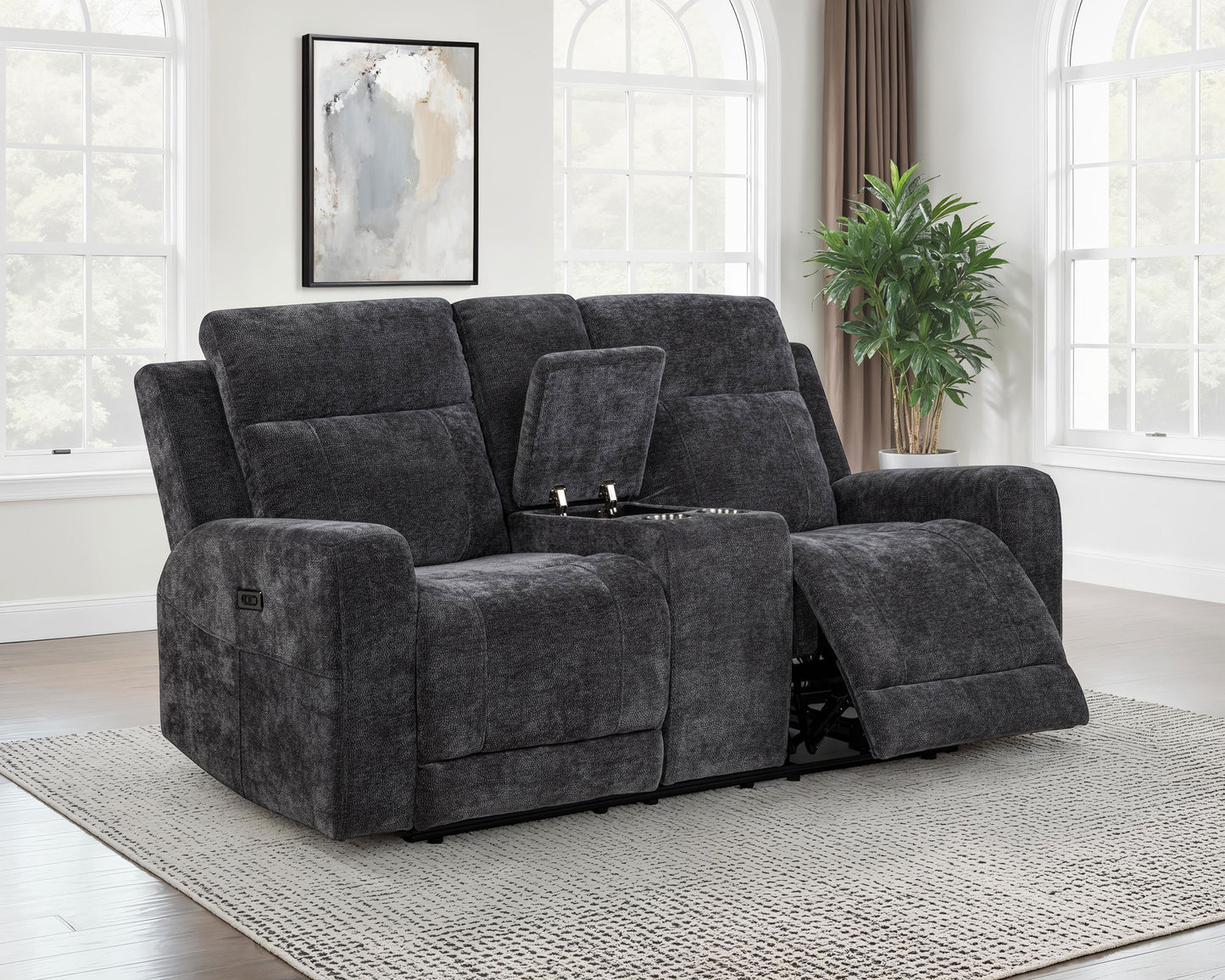 Kennett Chenille Upholstered Power Reclining Loveseat Grey