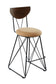 180349 Bar Stool with Metal Footrest, Round Upholstered Seat Cushion and Wooden SemiCircle Backrest in Gold and Black Color