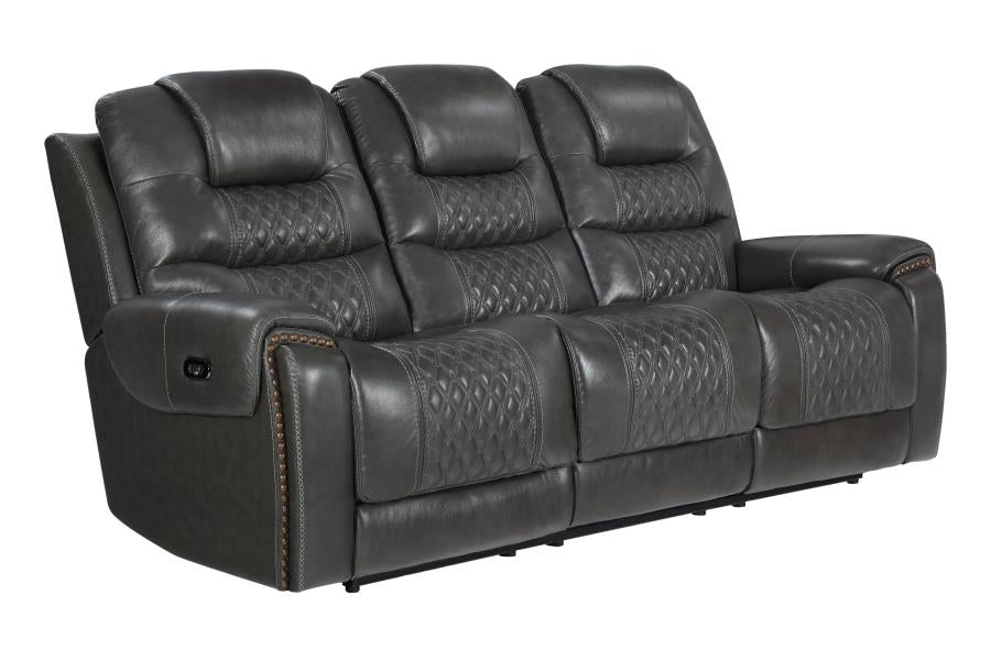 North Power Reclining Sofa in Charcoal Grey Leather
