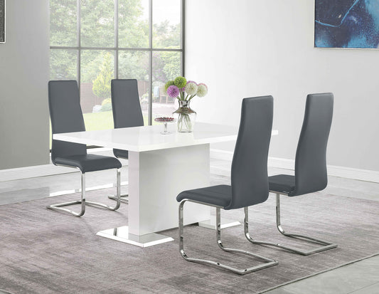 Anges 5-piece Dining Set White High Gloss and Grey