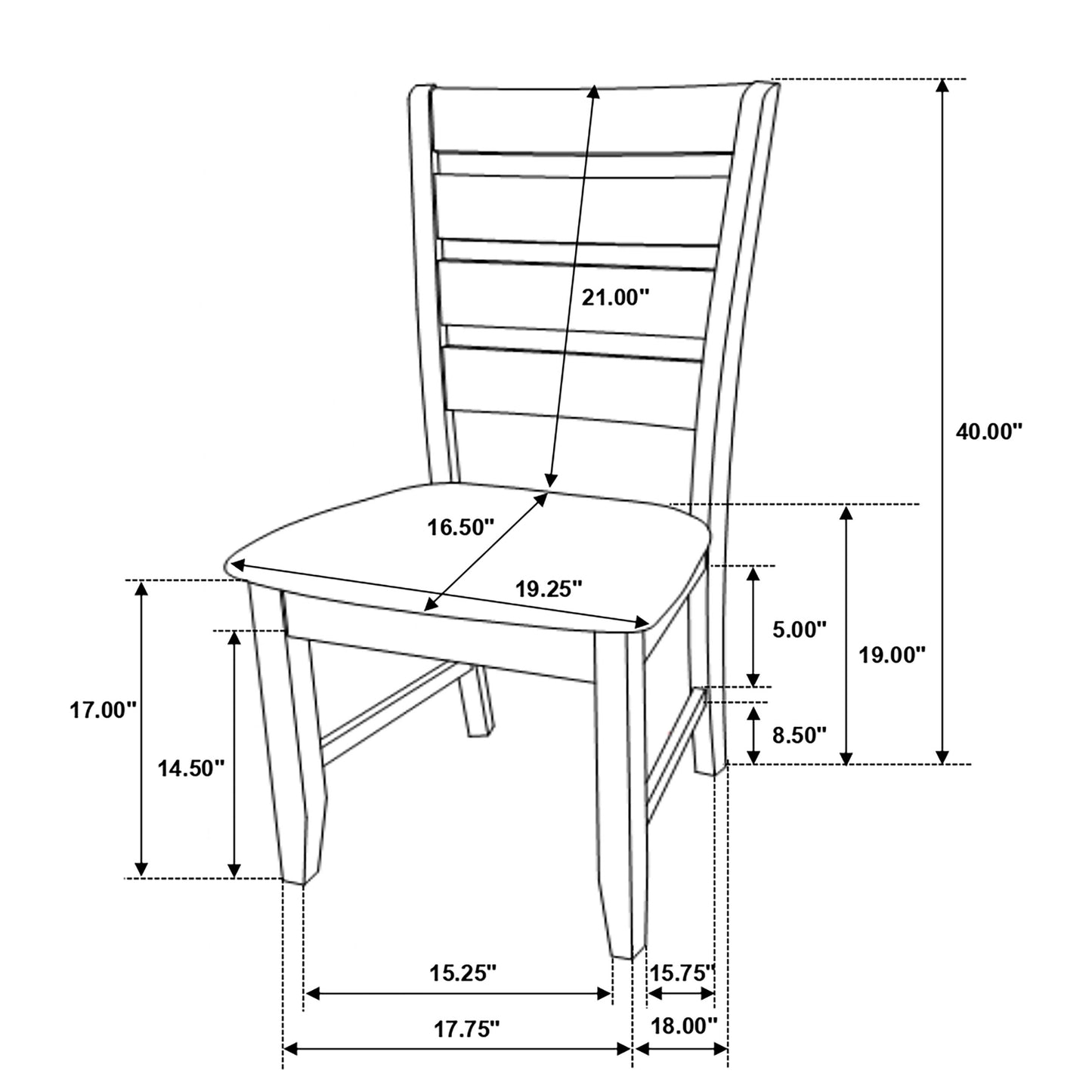 Dalila Ladder Back Side Chair (Set of 2) Grey and Dark Grey