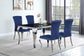 Betty Upholstered Side Chairs Ink Blue and Chrome (Set of 4)