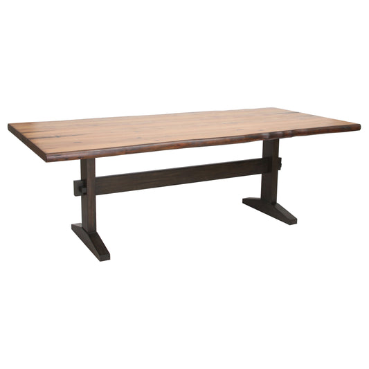 Bexley Live Edge Trestle Dining Table Natural Honey and Smokey Black