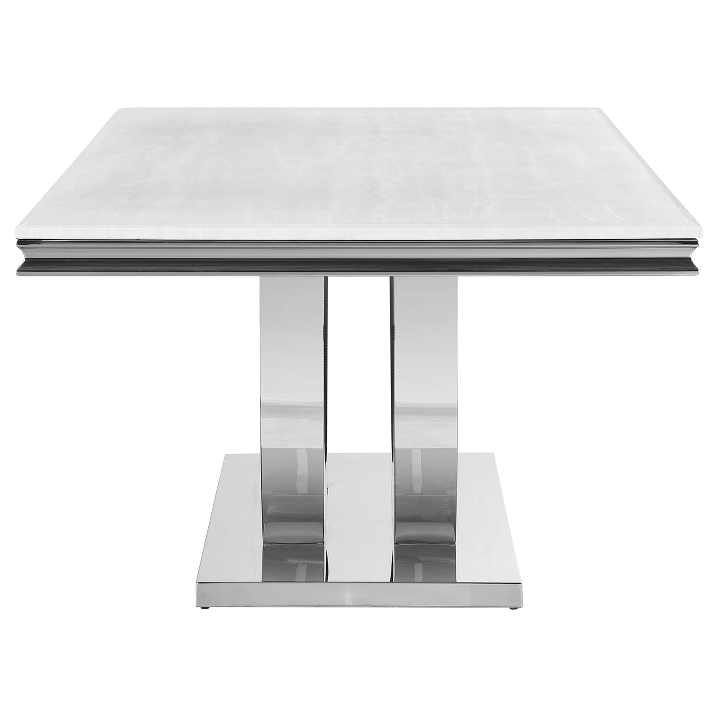 Kerwin Rectangle Faux Marble Top Dining Table White and Chrome