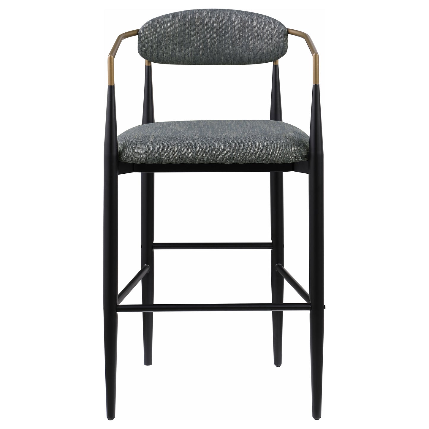 Tina Metal Pub Height Bar Stool with Upholstered Back and Seat Dark Grey (Set of 2)