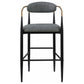 Tina Metal Pub Height Bar Stool with Upholstered Back and Seat Dark Grey (Set of 2)