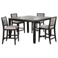 Elodie 5-piece Counter Height Dining Table Set with Extension Leaf Grey and Black