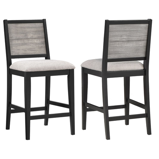 Elodie Upholstered Padded Seat Counter Height Dining Chair Dove Grey and Black (Set of 2)