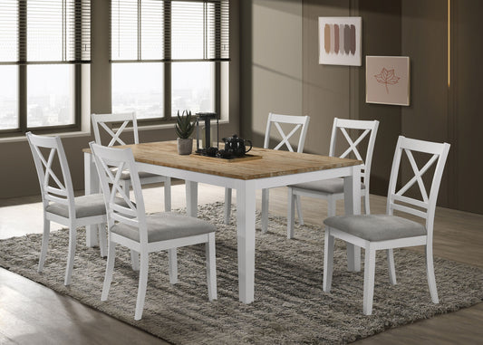 Hollis 7-piece Rectangular Dining Table Set Brown and White