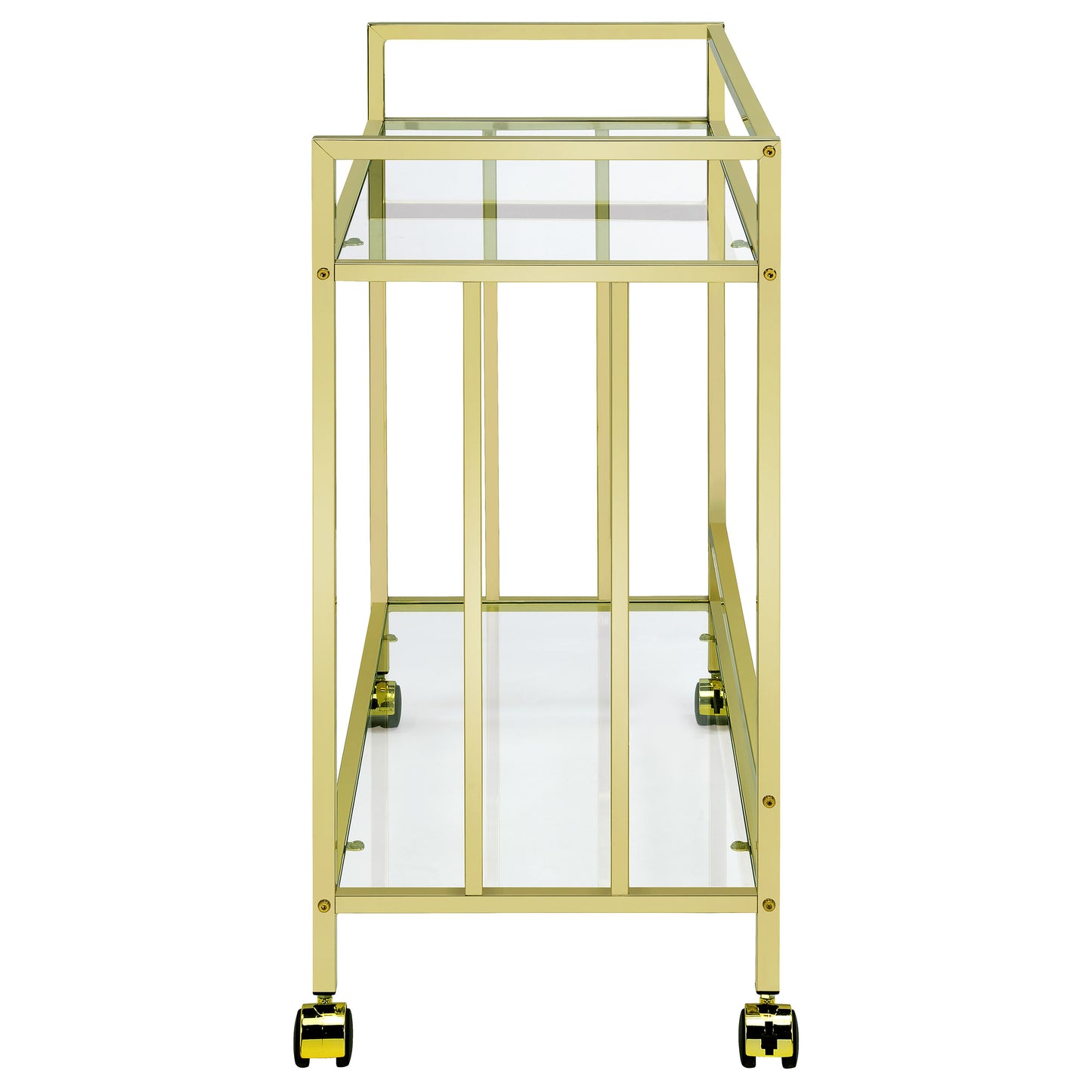 Cara Rectangular Glass Bar Cart Brass
