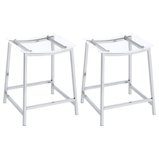 Jovani Acrylic Backless Counter Height Bar Stools Clear and Chrome (Set of 2)