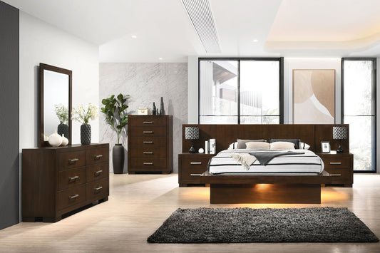 Jessica 4-piece Eastern King LED Bedroom Set Cappuccino