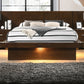 Jessica Wood California King LED Panel Bed Cappuccino