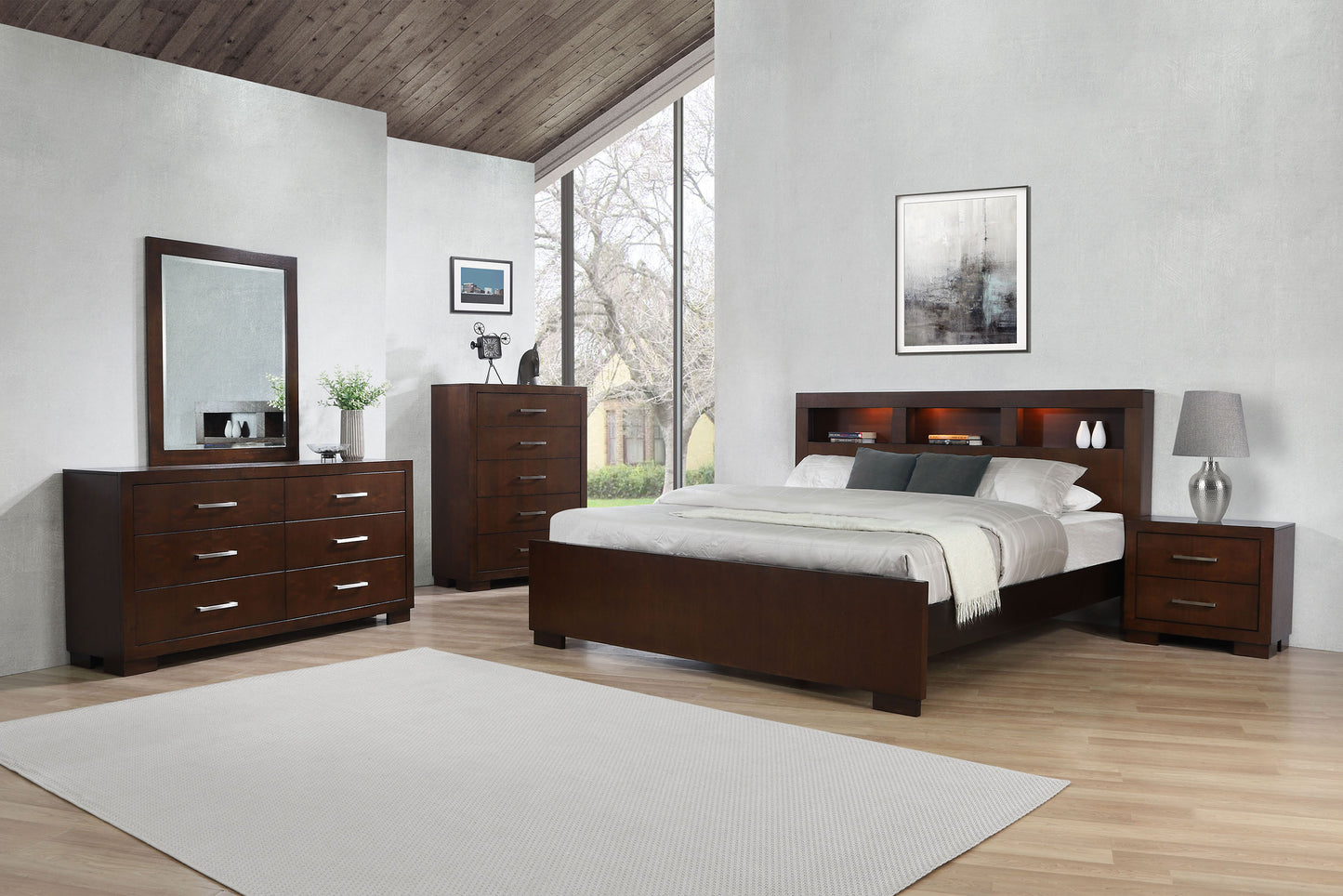 Jessica 6-drawer Dresser with Mirror Cappuccino