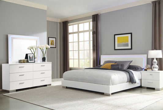 Felicity 4-piece Eastern King Bedroom Set White High Gloss