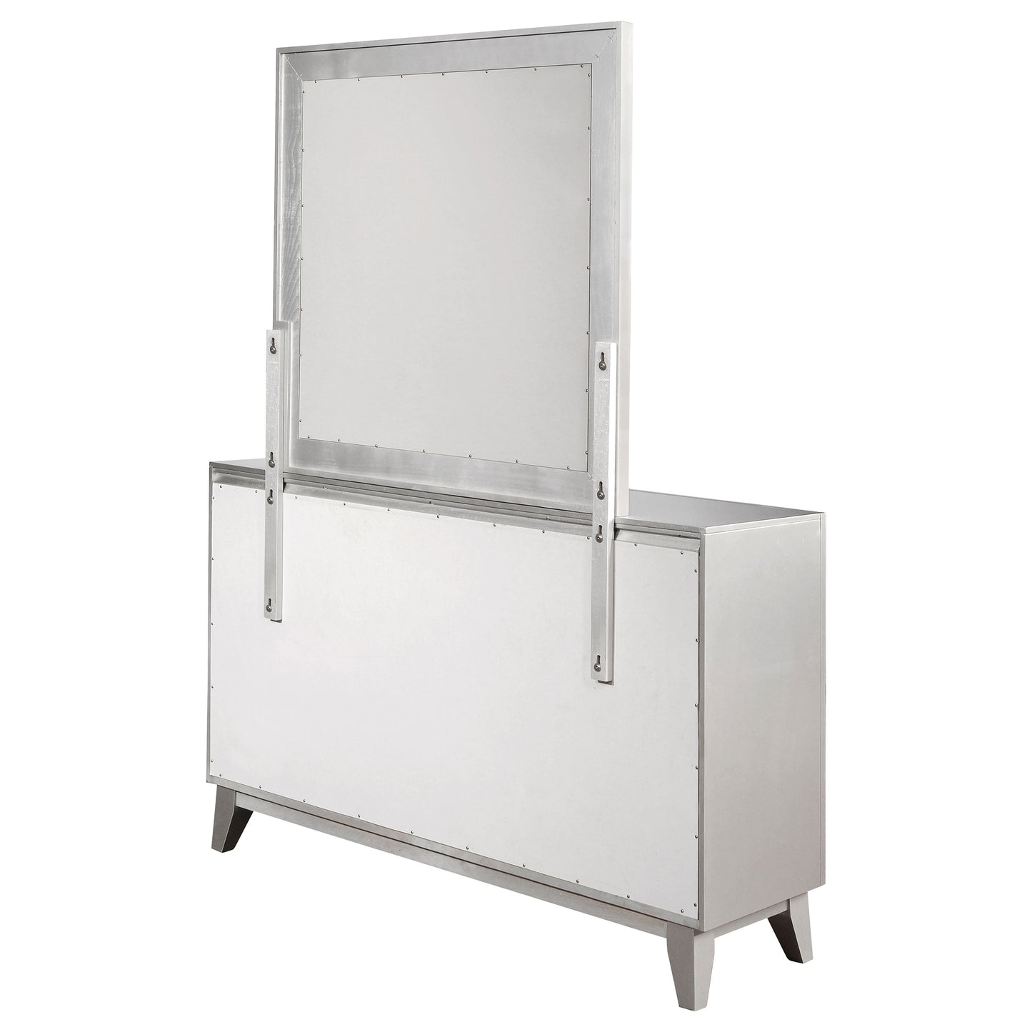 Leighton 7-drawer Dresser with Mirror Metallic Mercury