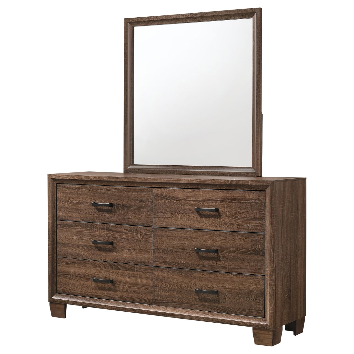 Brandon 6-drawer Dresser with Mirror Medium Warm Brown