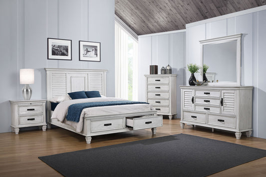Franco 5-piece Queen Bedroom Set Distressed White