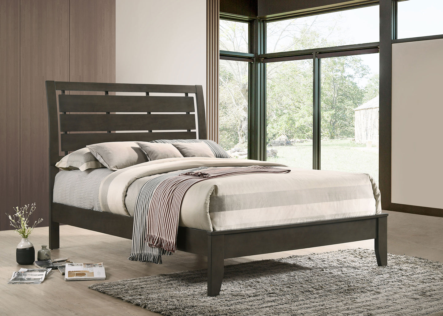 Serenity Wood Full Panel Bed Mod Grey