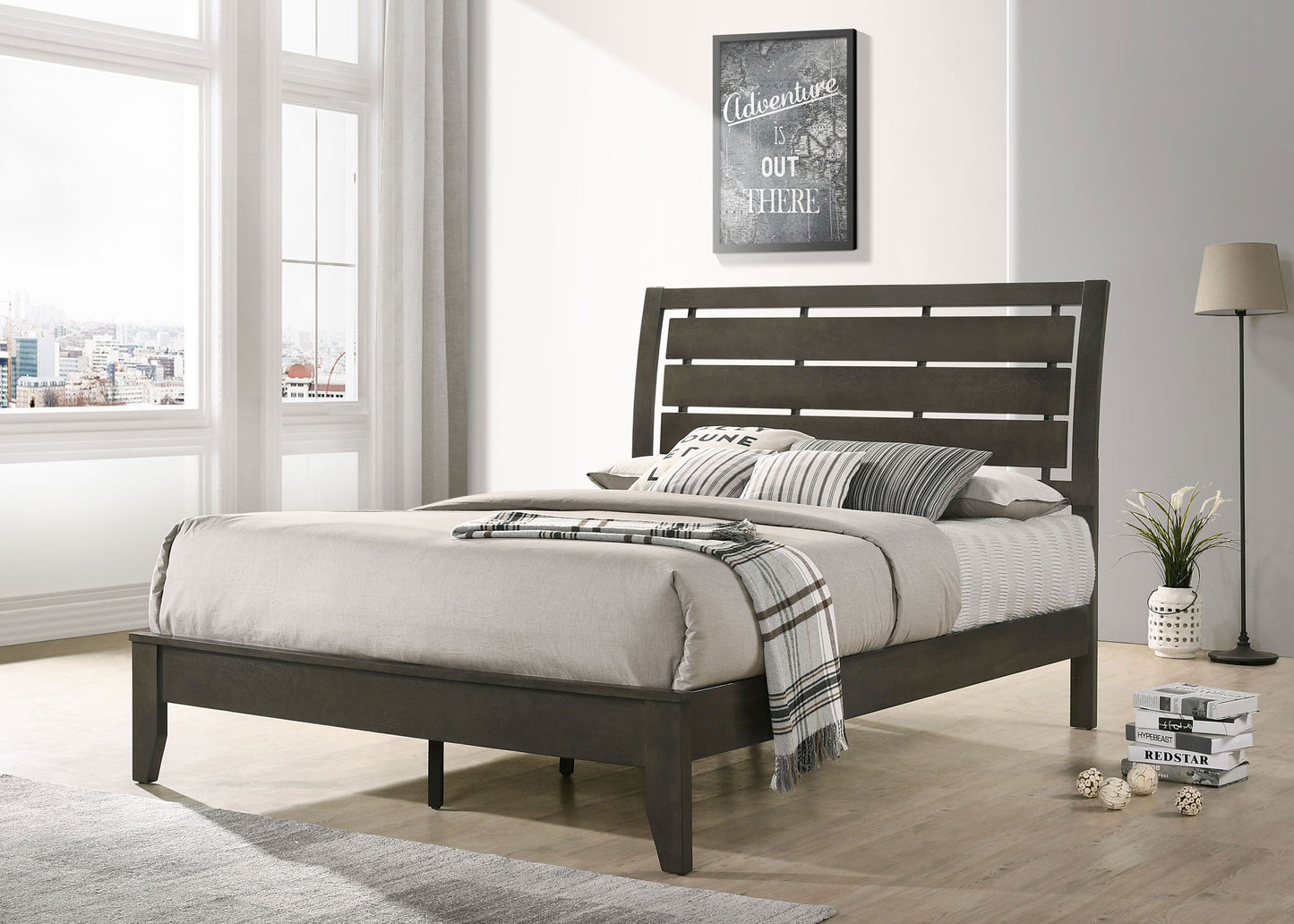 Serenity Wood Eastern King Panel Bed Mod Grey