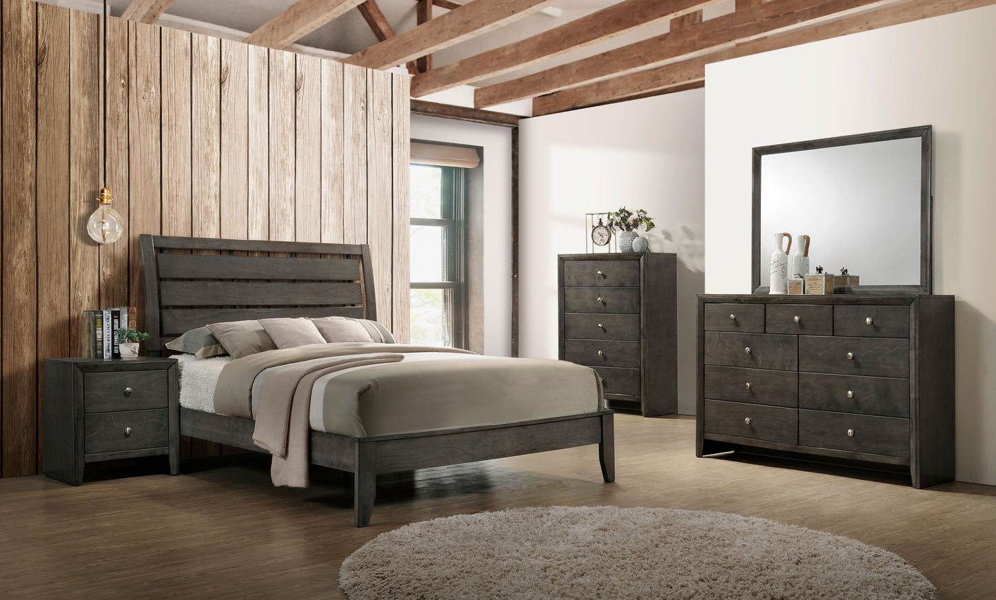 Serenity 4-piece Queen Bedroom Set Mod Grey