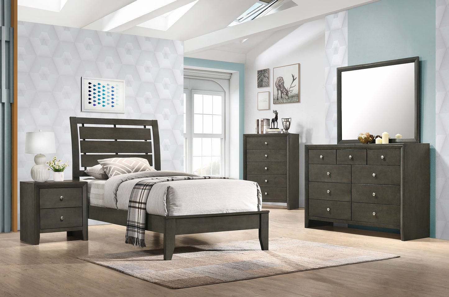 Serenity 5-piece Twin Bedroom Set Mod Grey