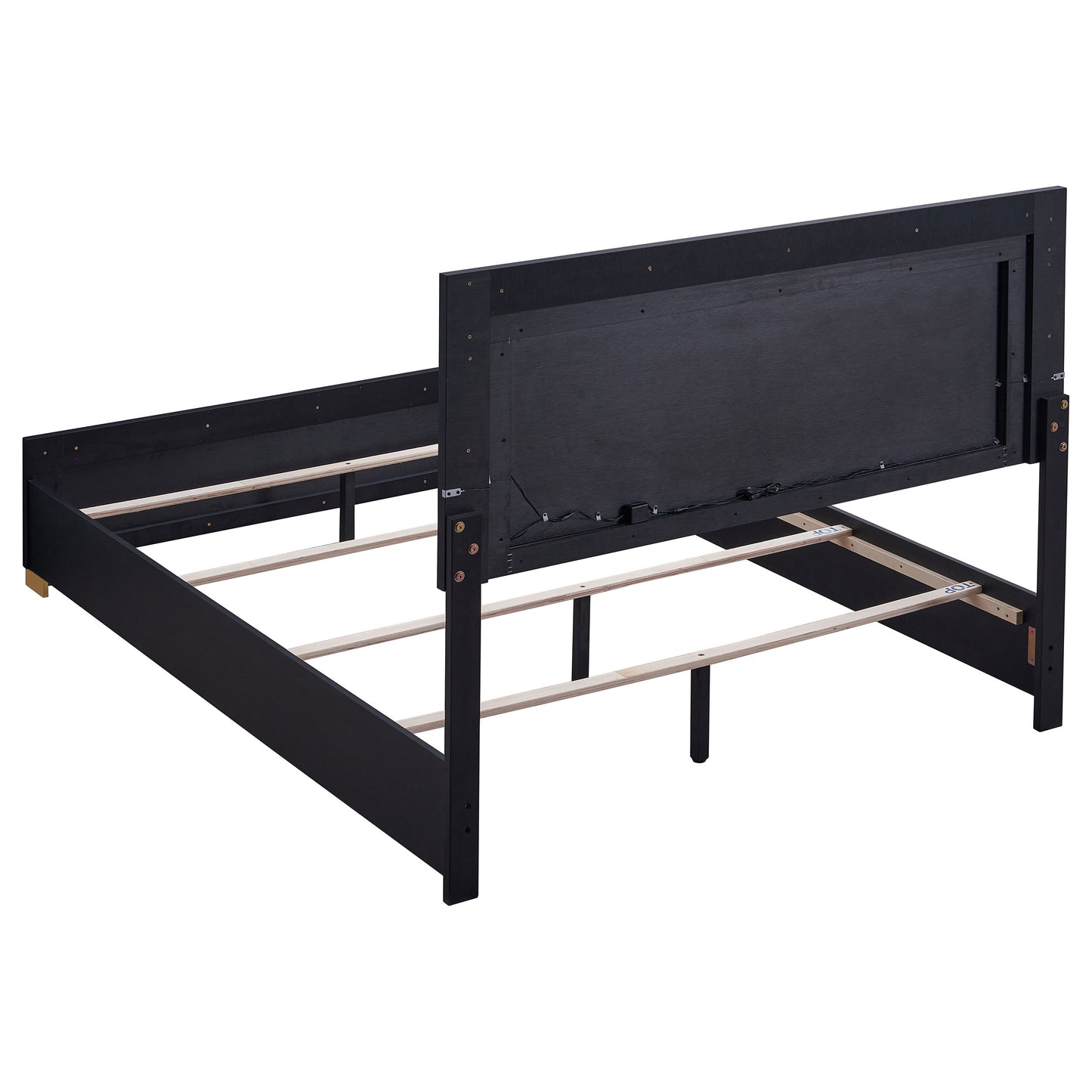 Marceline Wood Full LED Panel Bed Black