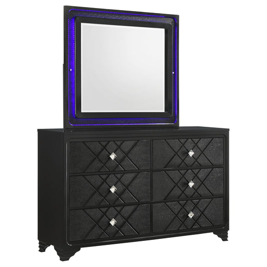 Penelope 6-drawer Dresser with Mirror Black