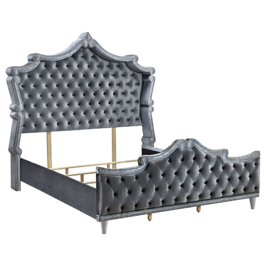 Antonella Upholstered California King Panel Bed Grey