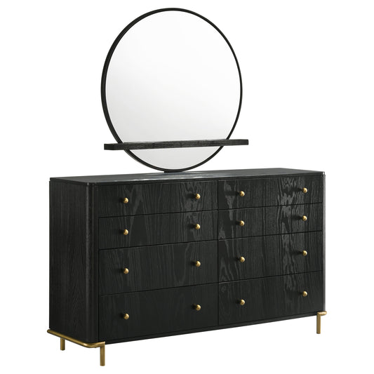 Arini 8-drawer Bedroom Dresser with Mirror Black