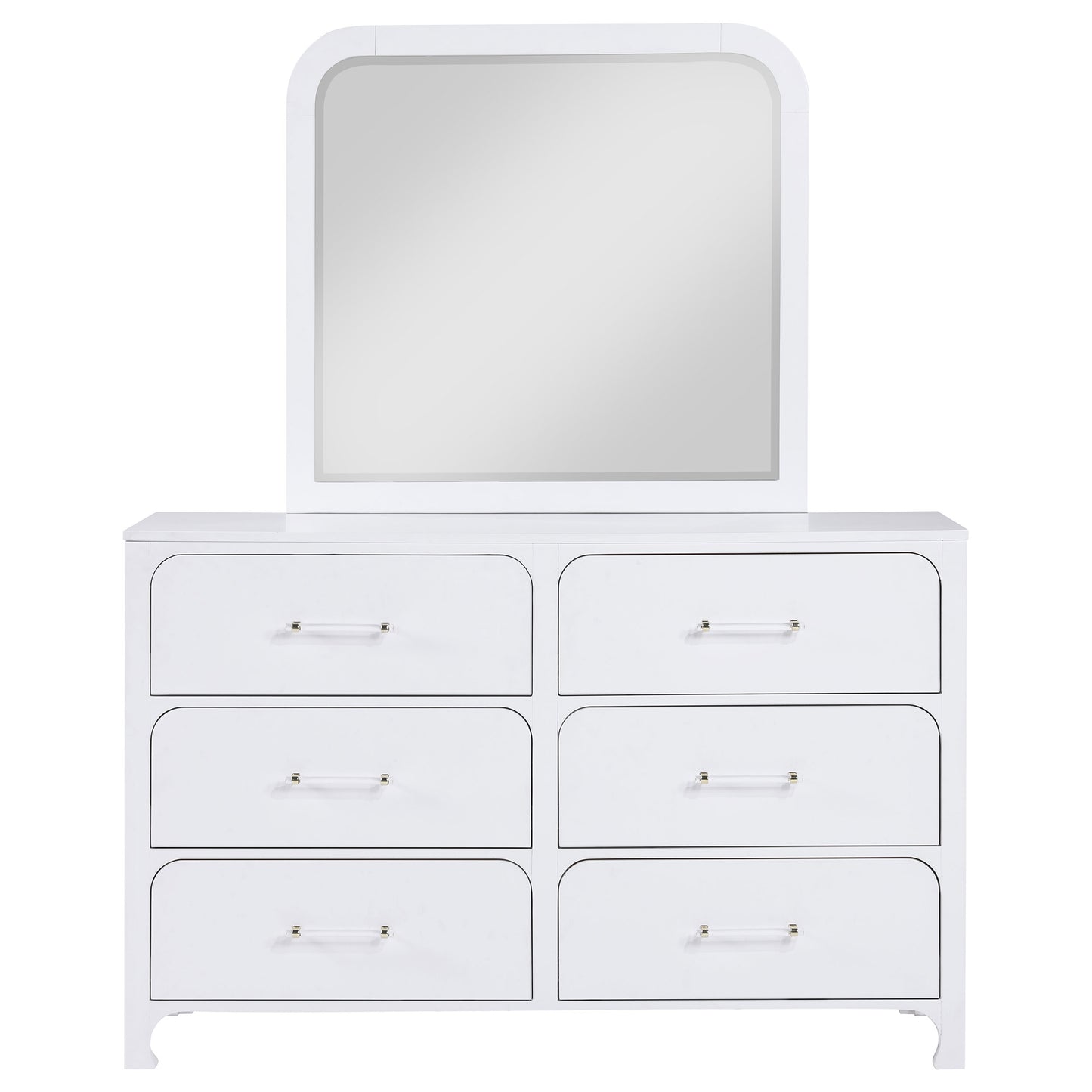 Anastasia 6-drawer Dresser with Mirror Pearl White