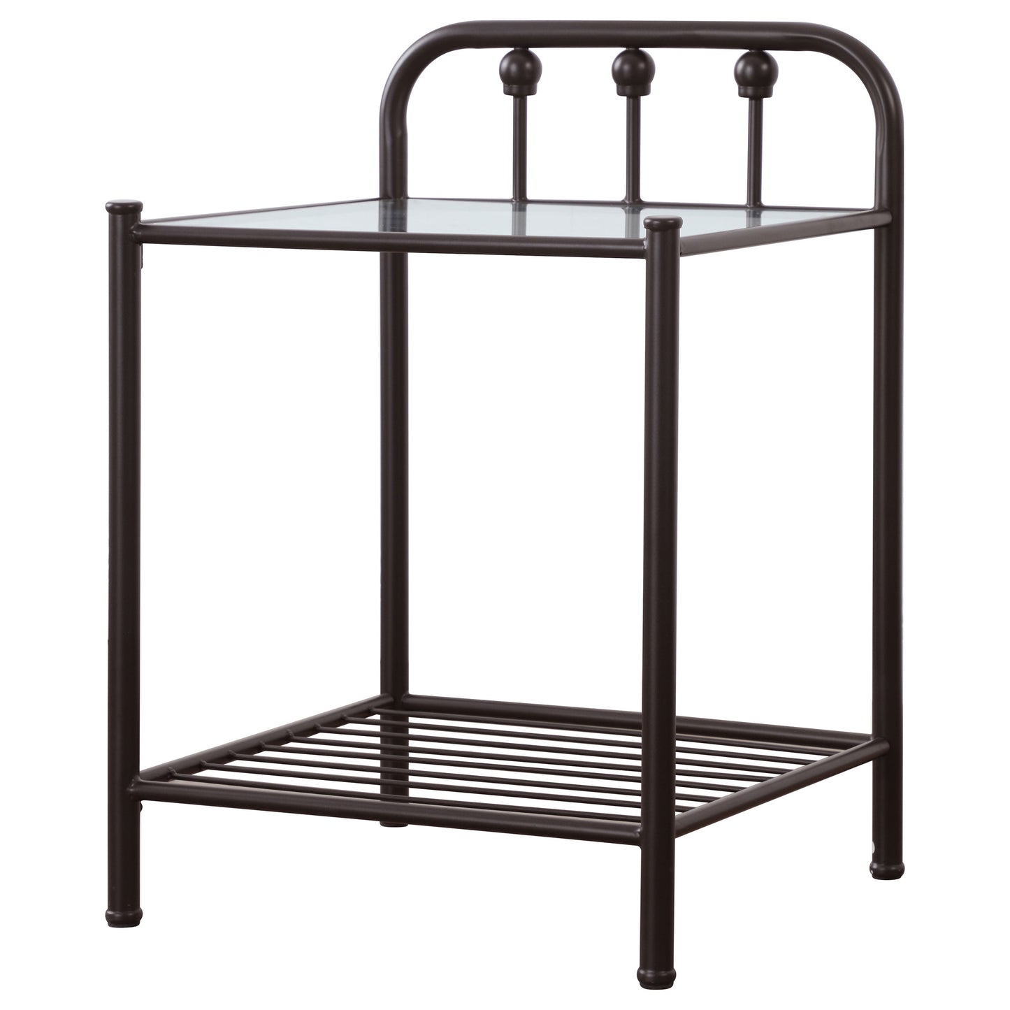 Livingston 1-shelf Nightstand with Glass Top Dark Bronze