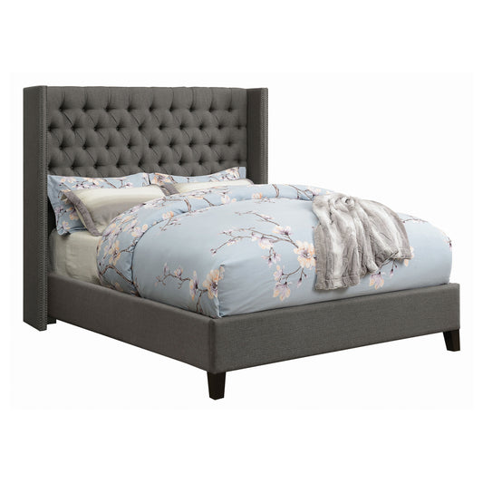 Bancroft Upholstered California King Wingback Bed Grey