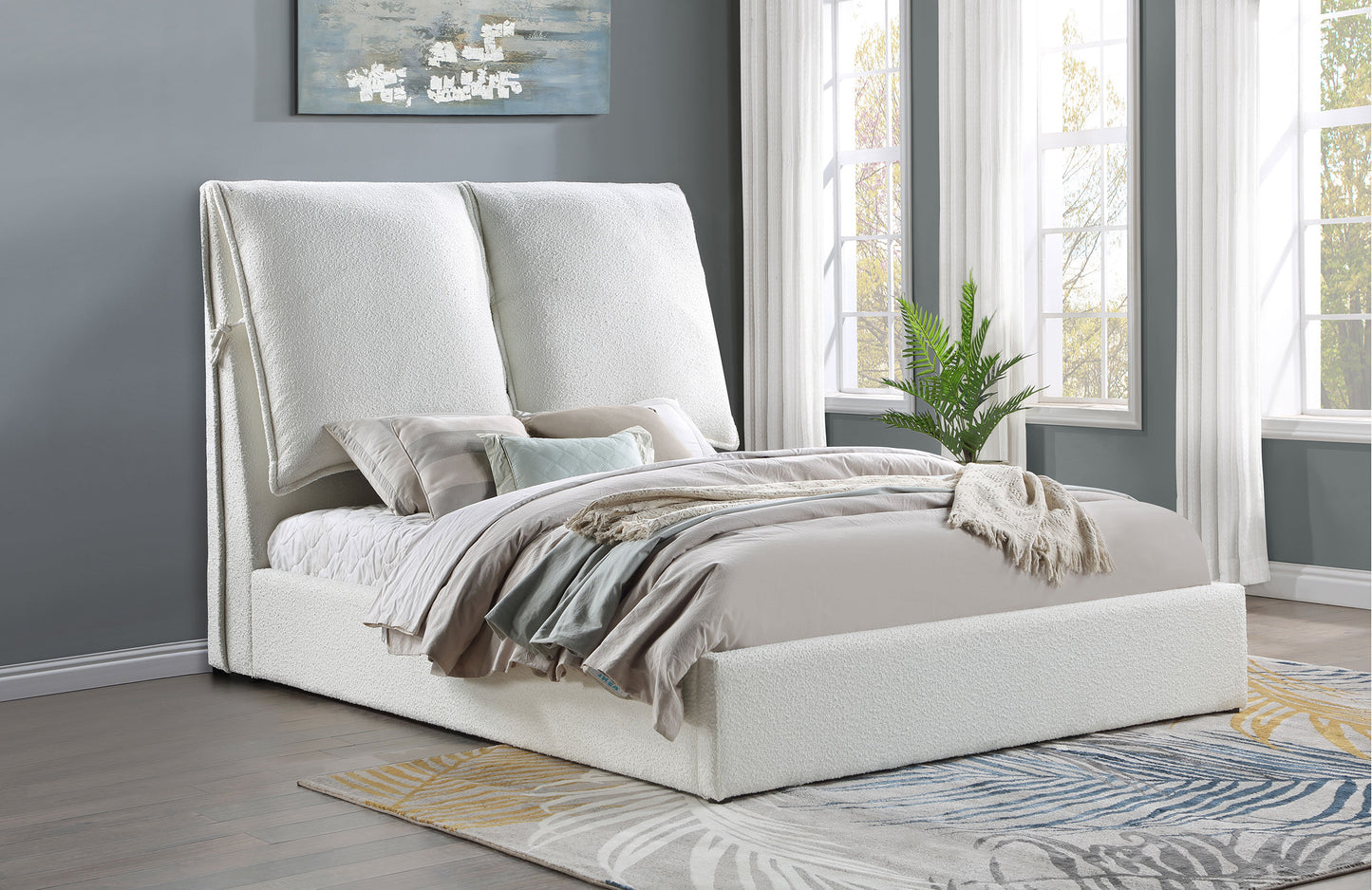 Gwendoline Upholstered Queen Panel Bed White