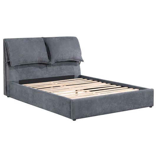 Laurel Upholstered Queen Panel Bed Dark Grey