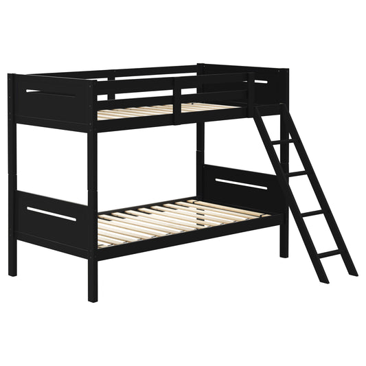Littleton Wood Twin Over Twin Bunk Bed Black